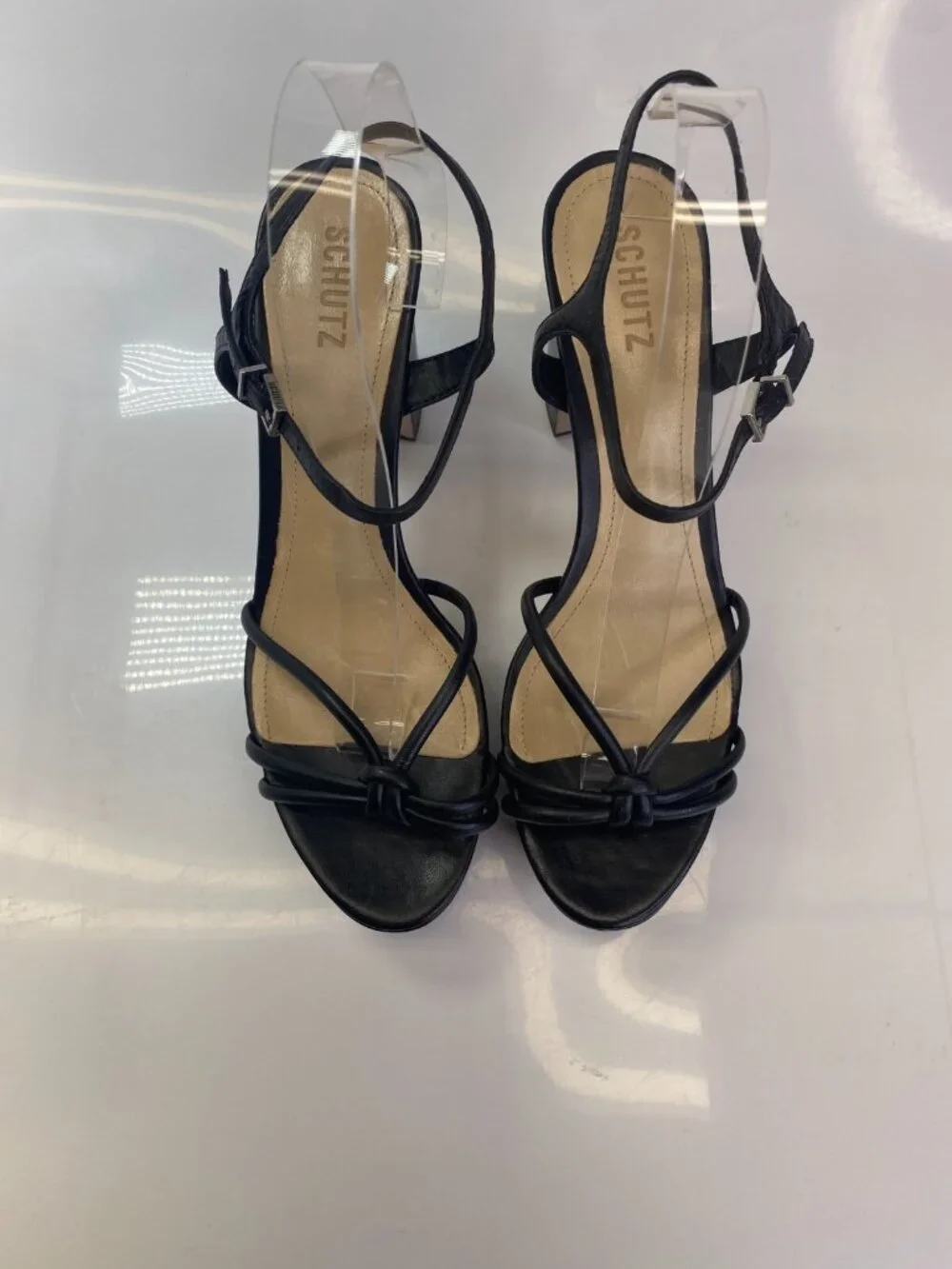 Schutz Kelsie Womens Black Platform Strappy Heel Sandal Sz 10
